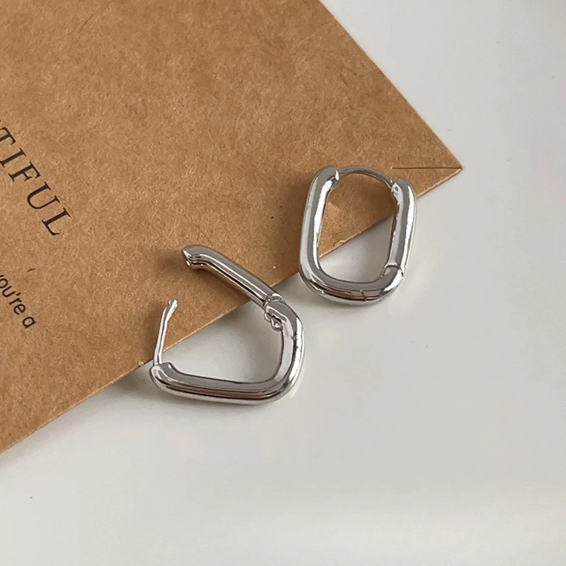 925 فضة دائرة هوب أقراط للنساء موضة فاخرة كريستال...