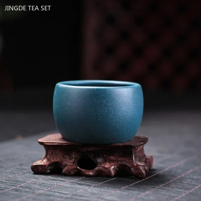 2Pcs/70ml Custom Purple Clay Teacups Hand-painted Flowers and Birds Masters Cup Tea Set Accessories Household Drinkware