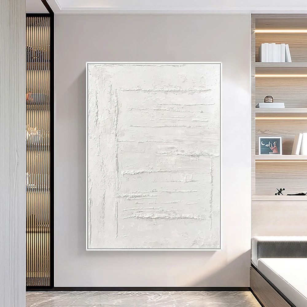 

Simple Pure White Abstract 3D Acrylic Canvas Painting Decoration Living Room Picture Hand-painted New Design Thick Oil Painting