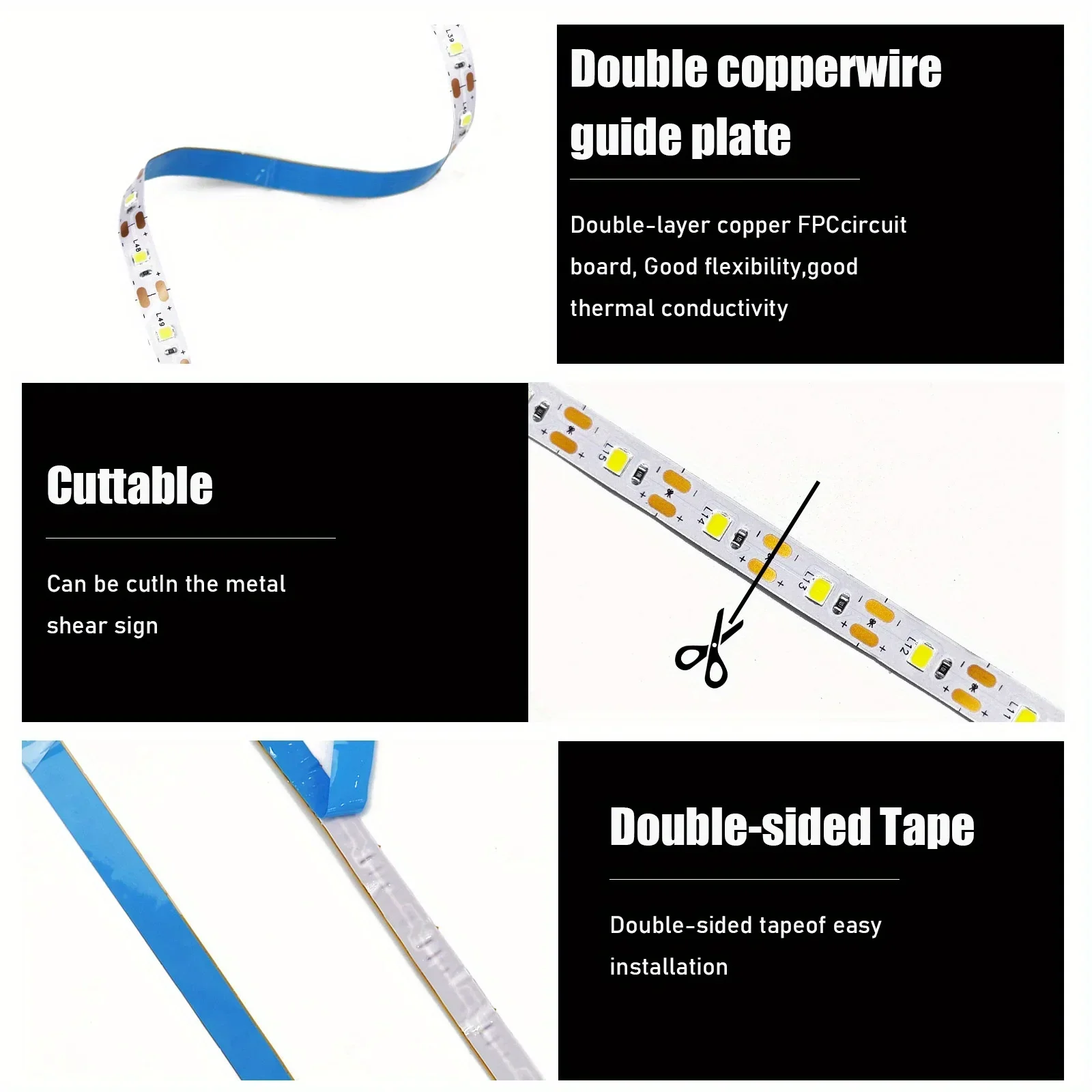 5V USB LED Strip Light White/Warm White Flexible Cuttable Light with Adhesive for TV Backlight Cabinet Bedroom Home Decoration
