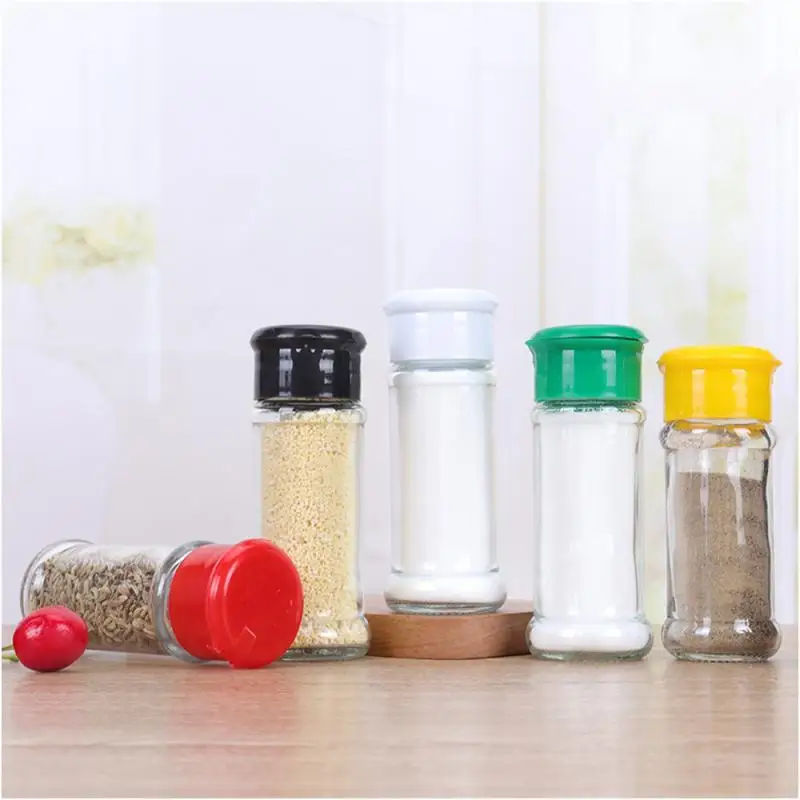 Spices Jars Plastic Bottle Kitchen Salt&Pepper Shaker Seasoning Container Barbecue Condiment Storage Box Lid Food Rack