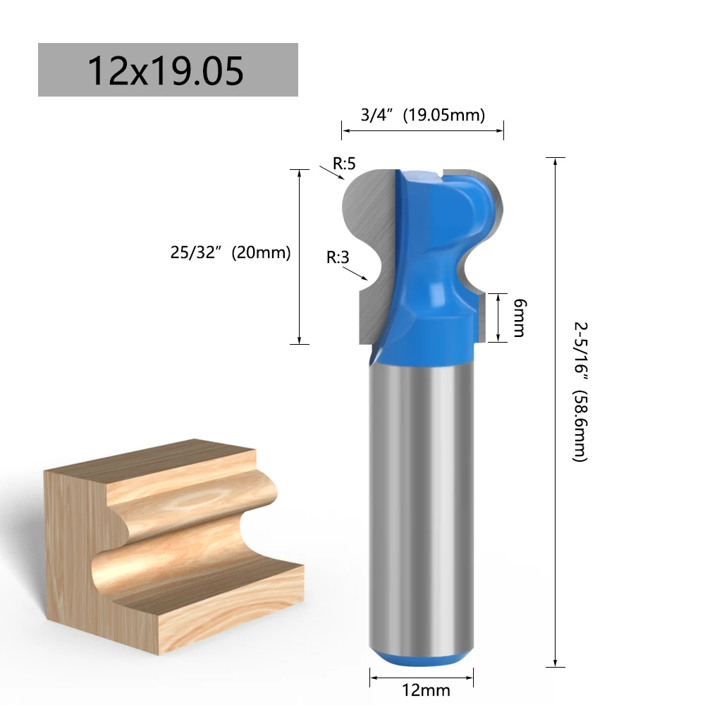 12mm 1/2 "Schaft 12,7mm Doppel Finger Router Bits Für Holz Industrie Grade Fräser Holzbearbeitung Werkzeuge MC03190 – Detail 3