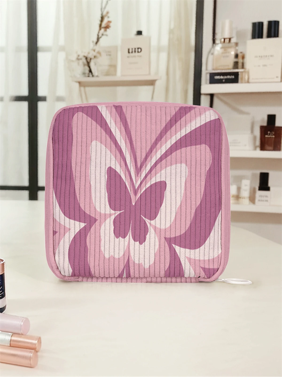 Butterfly pattern printed sanitary napkin storage bag, women's lightweight tissue bag, sanitary tissue bag