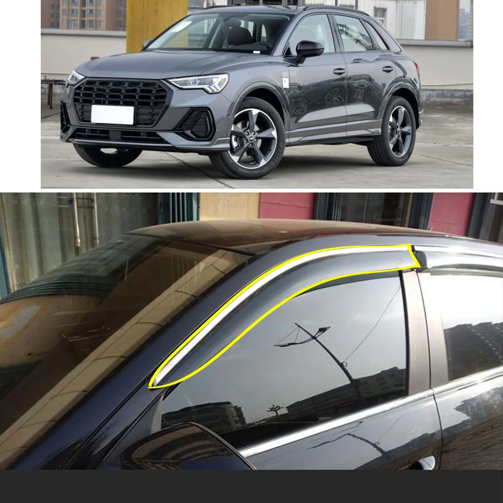 

Стикер для кузова автомобиля, пластиковое оконное стекло, ветрозащитный козырек, защита от дождя/солнца, запчасти для AUDI Q3 F3 2019 2020 2021