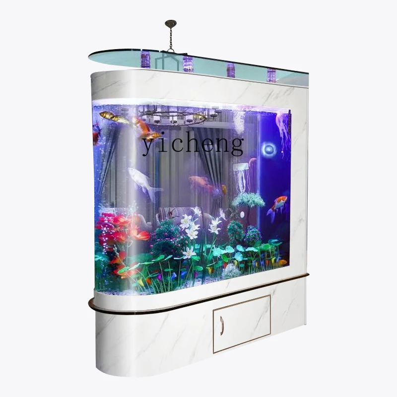 

Xl Bullet Fish Tank Arc Glass Fish Tank Aquarium Partition Ecological Change Water