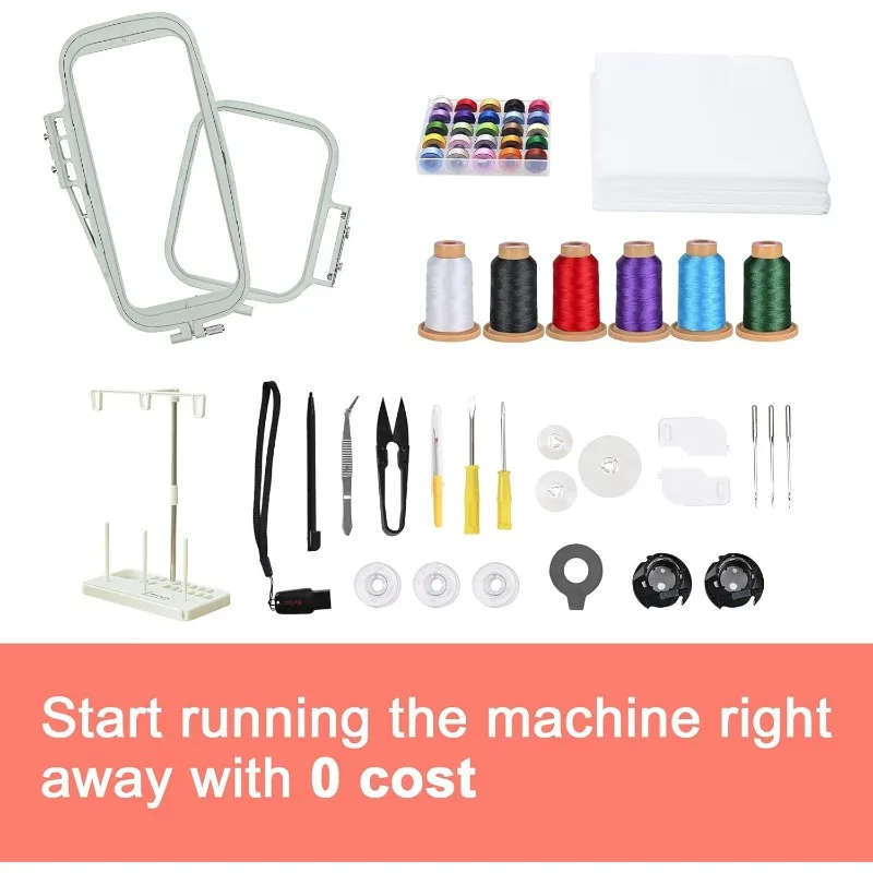 EOC05 Embroidery Machine 4 x 9.25 Inch Large Embroidery Area, Computerized 7 Inch Large LCD Touchscreen for Beginners