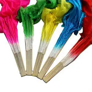 

Red Rose Green Yellow Blue Beautiful Simulation Bamboo Long Veils Fans Pretty Hand Made Belly Dancing Fans Tools