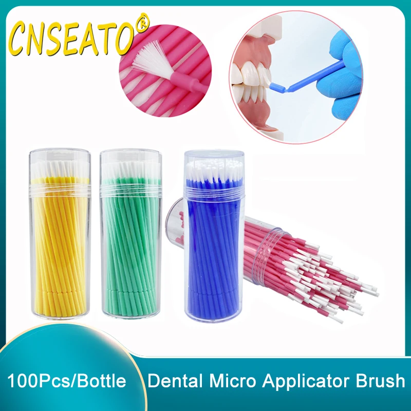 

100Pcs/Bottle Disposable Dental Micro Applicator Brush Long Tip Bendable Brushes Lab Materials Teeth Whitening Dentistry Tools