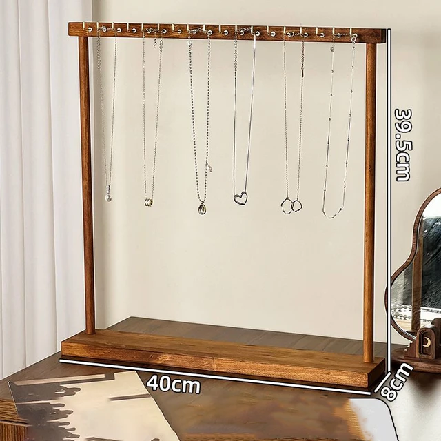 87861-d273a6.jpg Présentoir organisateur de bijoux en bois massif, support de comptoir suspendu pour chaînes, boucles d'oreilles, Bracelets, vitrine, support de rangement