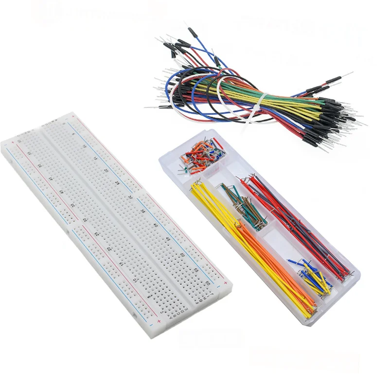 Enhanced Solderless Breadboard Kit with 400 & 830 Point Boards and 65 Jumper Wires for DIY Electronics Projects