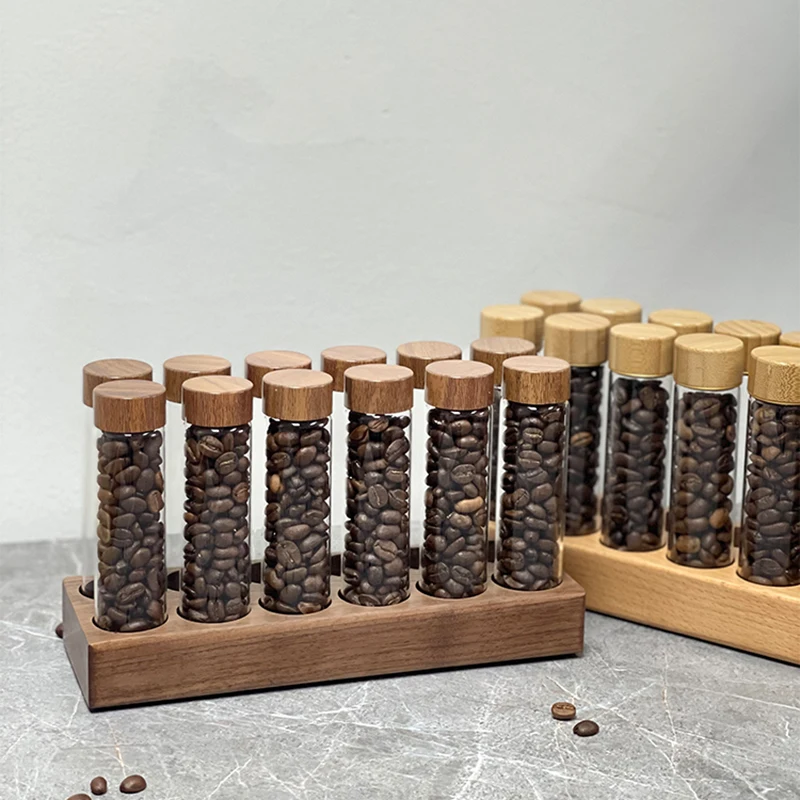 Glass Coffee Bean and Tea Storage Tube - Espresso Accessory and Barista Tool Gift Set