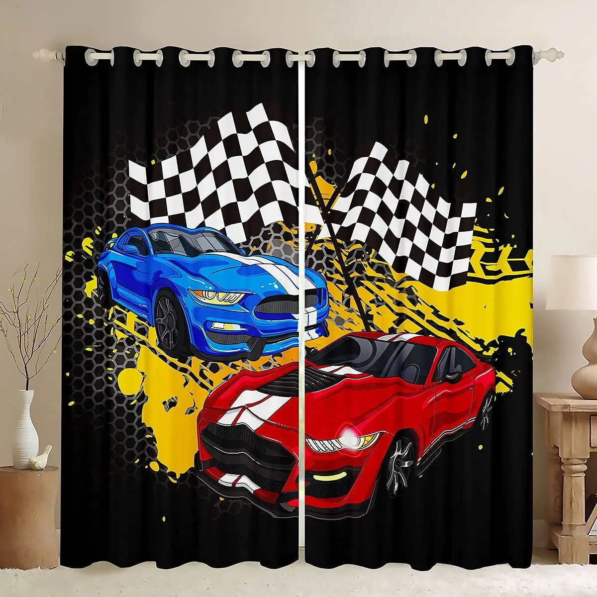 RaceSportsCarCurtainsforLivingRoomBoysBedroom2pcsLounge