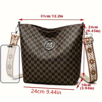 حقيبة كروس نسائية كلاسيكية، حقيبة كتف من الجلد الصناعي مع أجهزة ذهبية، تصميم بنمط 