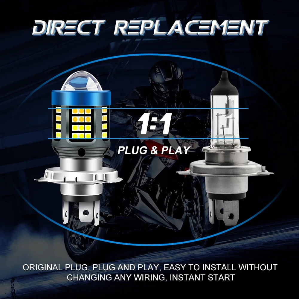 motorcycle headlight 20000Lm H4 H6 BA20D P15D LED 3570 CSP Lens White Yellow Hi Lo 12V Motorcycle Scooter Accessories