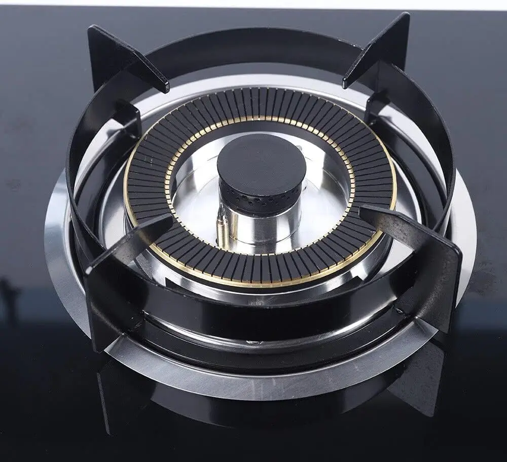 Cooktop with 2 Metal Knob, Burner Gas Stovetop Stainless Steel Built-in Hob, Built-in Natural Gas Cooker Stove