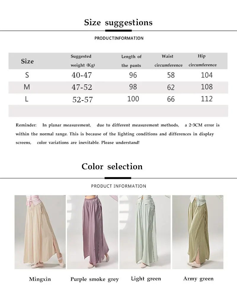 Damen-Hose mit hoher Taille und weitem Bein, lässiges Schlitz-Design, fließende Strandmode, Sommer-Tanz-Übung, bequeme Passform, Freizeithose – Detail 4