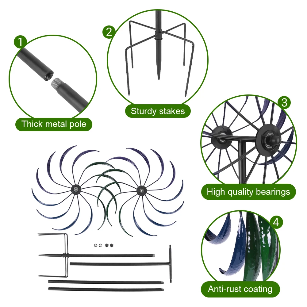 Rainbow Color Windmill Double-Layer Public Craft Windmill Outdoor Wind Catcher for Yard Decoration Accessories Tool