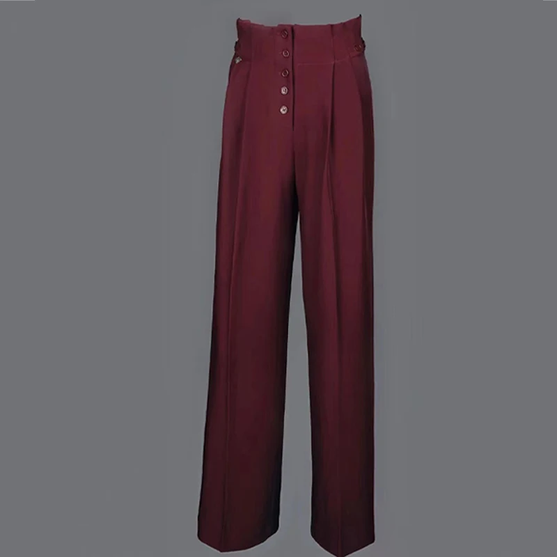 

Fashion Red High Waist Latin Dance Pants Modern Dancing Pants For Women Ballroom Dance Pants Stage Practice Clothes SL9301