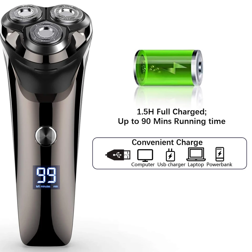 2025 New Beard Shavers For Men Razor Cordless USB Rechargeable Triple Blades Electric Shaver Waterproof FK-373_voghion.com