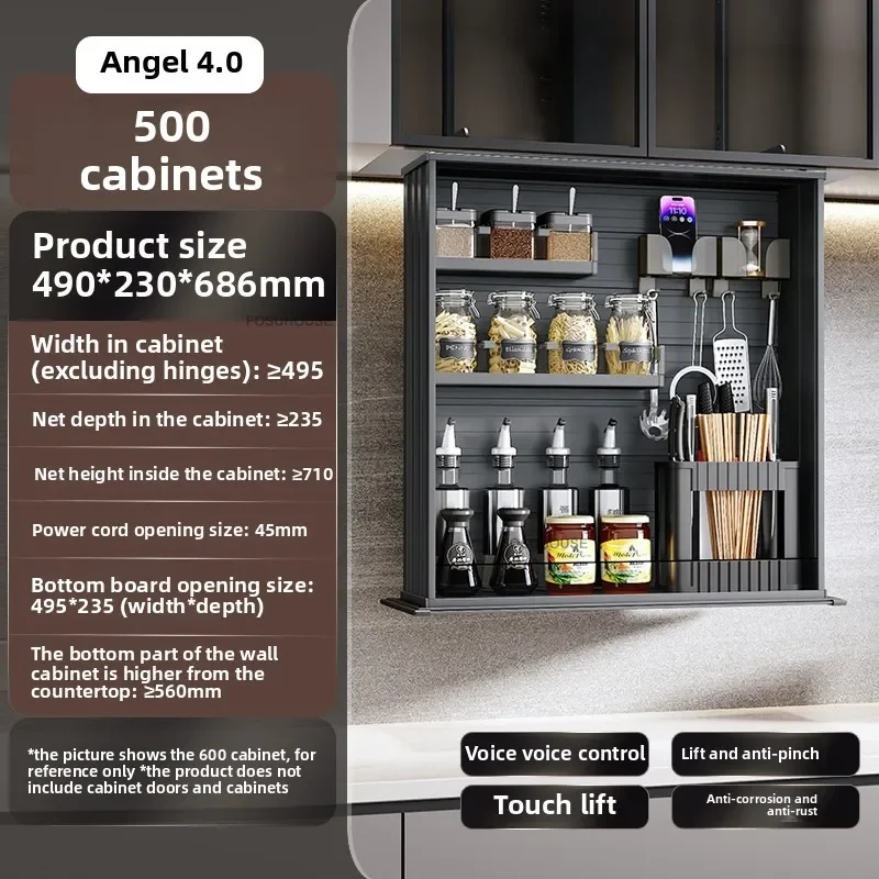 Moderno inteligente armários de cozinha criativo móveis de cozinha casa toque organizador armazenamento elétrico luxo elevador cesta armário parede