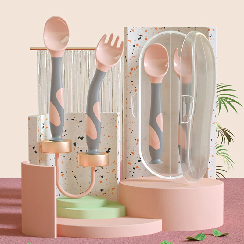

2Pcs Bendable Baby Spoon Set Baby Feeding Dishes Tableware For Children Learn To Eat Training Spoon Forks Baby Things