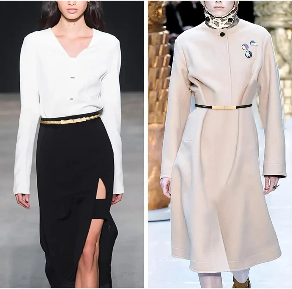 여성용 얇은 럭셔리 벨트 패션 래커  가죽 골드 메탈 버클, 원피스 청바지 장식 허리띠