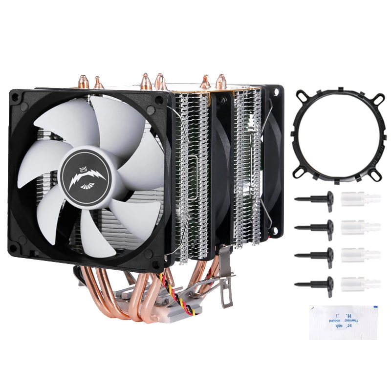Pc Processor Cpu Cooler Dual Tower 4 Heat Pipe Pwm Fan Adatto Per L'Installazione Lga775 1150 1151 1155 1156 1200 1700 Amd