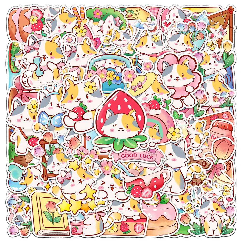 

10/30/50pcs Kawaii Animal Cats Cartoon Stickers Aesthetic Decorative Phone Case Guitar Guitar Waterproof Cute Kids DIY Sticker