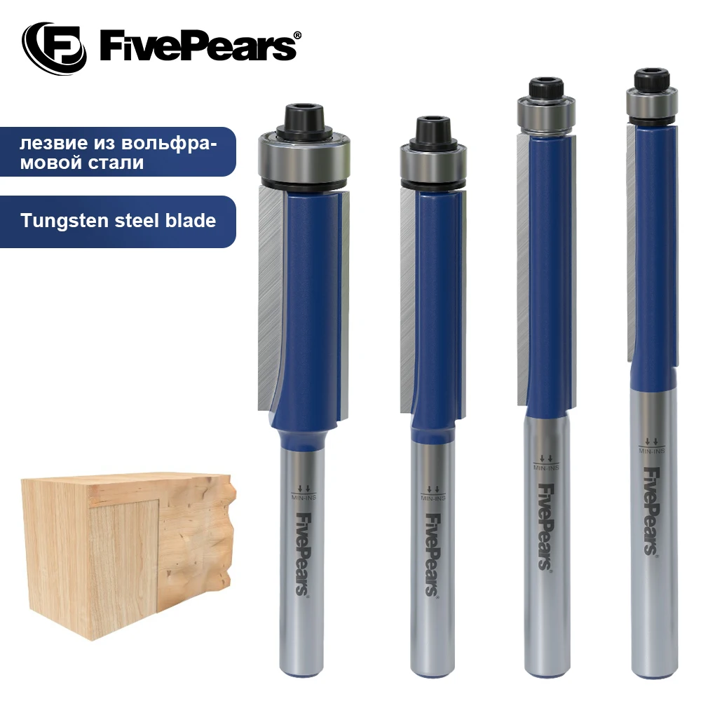 

FivePears Cutter/Flush Trim Router Bit，YG6X High Hardness Tungsten Steel Blade 6.35MM/6MM，Wood Tools Woodworking/Wood Router Bit