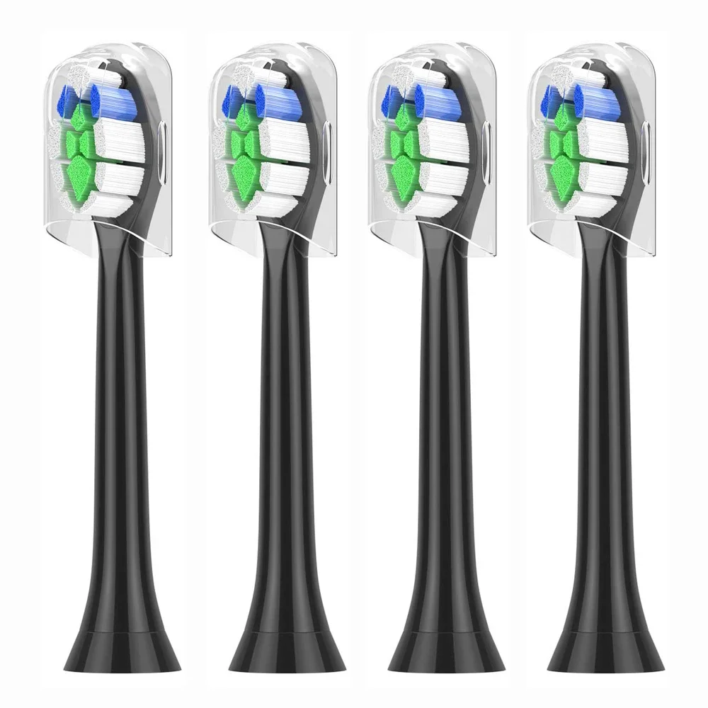

4PCS jt For Philips Sonicare Diamond Clean ProResults FlexCare HX6064/14 Standard Replacement electric Tooth Brush Heads Black