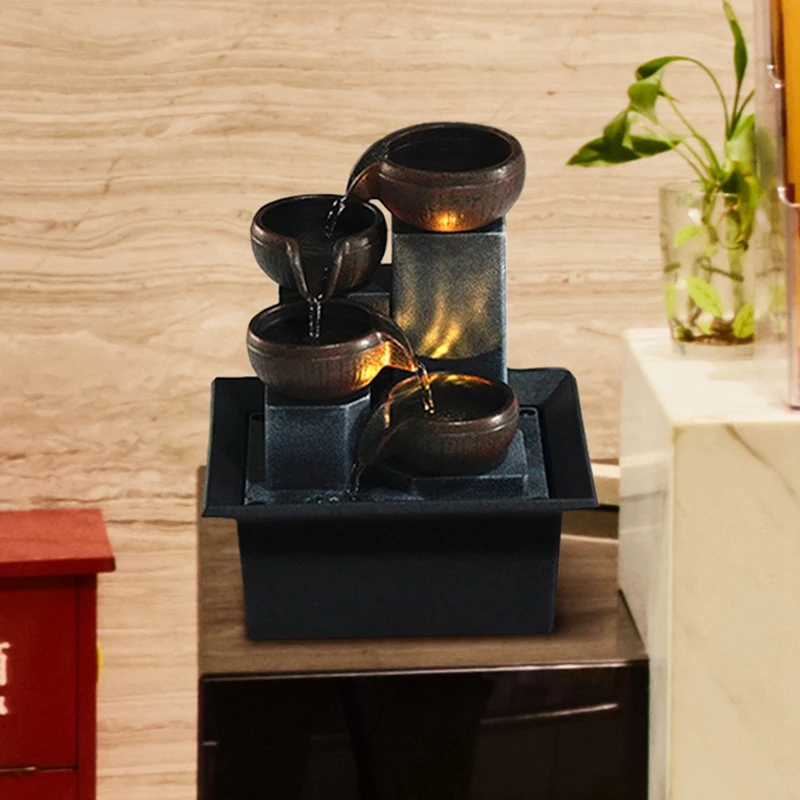 탁상 분수 장식품 홈 원예 장식 Rockery 물 분수 공예 선물 데스크탑 장식 EU 플러그