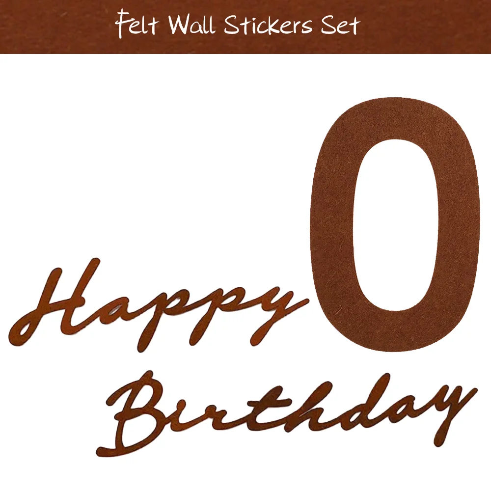 Ins Style Kaffeefarbe 0-9 Zahlen Filz Wandaufkleber Alles Gute zum Geburtstag Hut Flagbanner Ballon Babyparty Kindergeburtstag Party Dekor – Detail 19