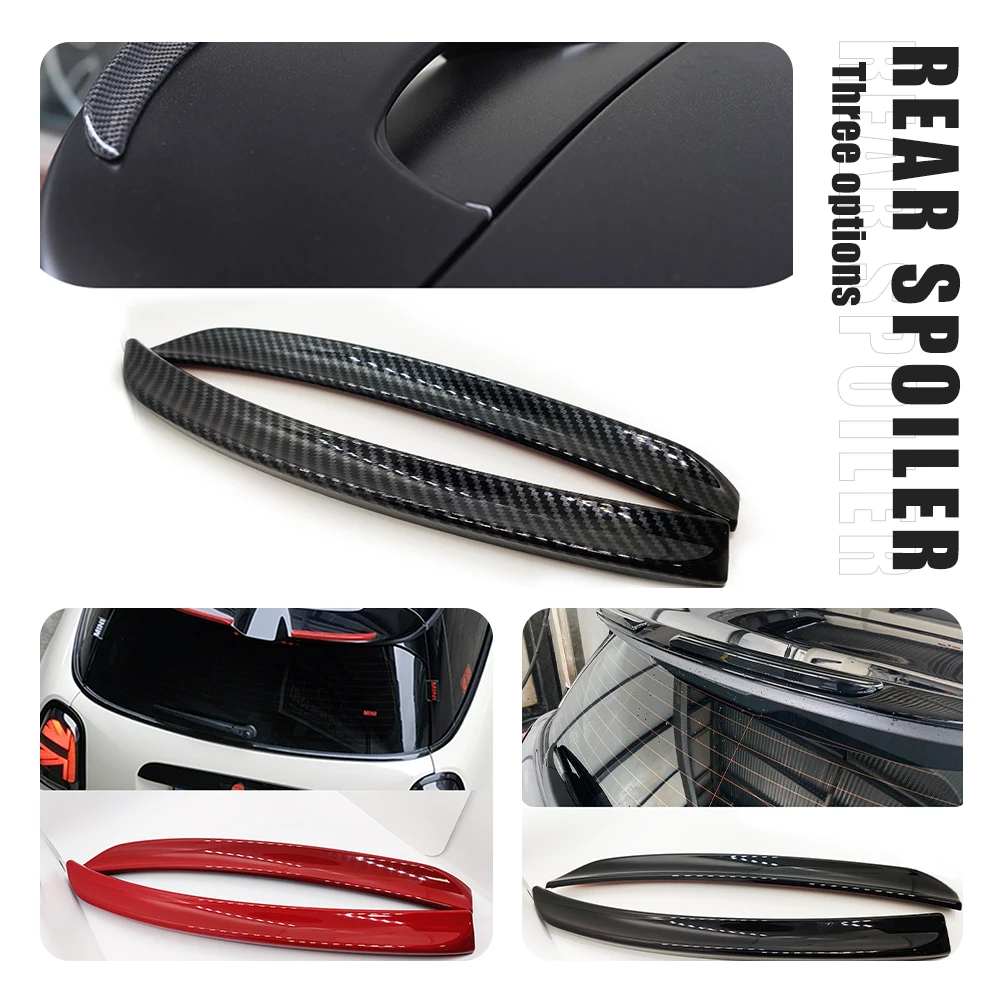 

For MINI F55 F56 Carbon Fiber Pattern BRIGHT RED BLACK Car Rear Trunk Roof Spoiler Auto Tail Wing Decoration Exterior Accessorie