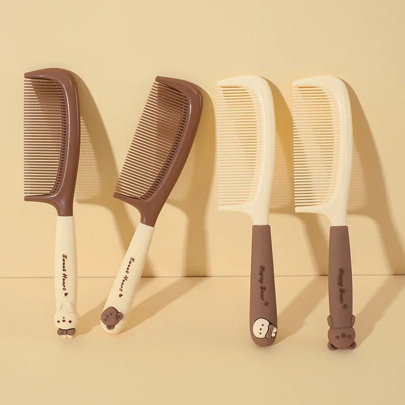 

Cute Cartoon Hair Brush Milk Tea Color Comb Kawaii Bear Rabbit Bunny Soft Handle Resin Comb for Girls Hair Accessories