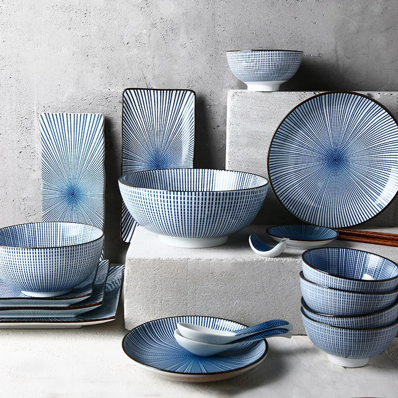 

Japanese ceramic tableware household kitchen restaurant bowl and plate flavor set large plate