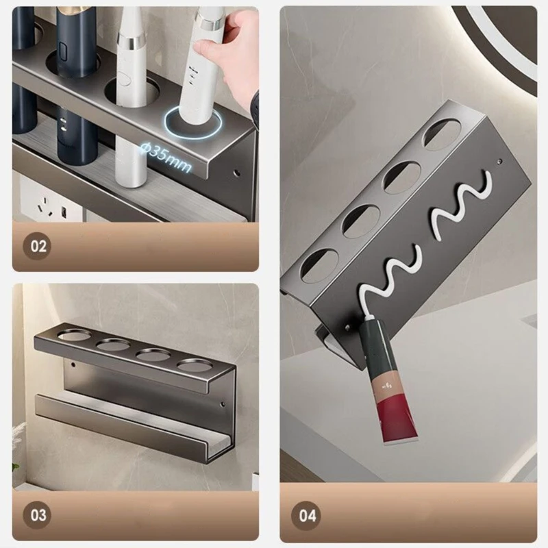 Electric Toothbrush Holder,Wall Mounted Shower Space-Saving,Storage Organizers Dropshipping 3