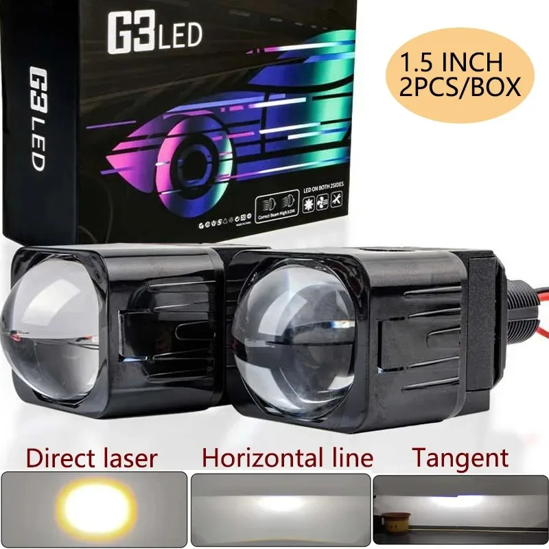 

1.5inch Bi LED Projector High Low Beam LED Matrix Lights Square Mini Lenses Devil Eyes For Headlights Retrofit Laser Fog Lamp