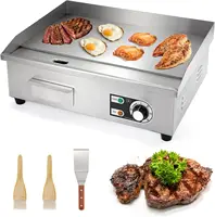 Griddle 22" 3000W Flat Top Grill Countertop Griddle Stainless Steel Teppanyaki Grill w/Iron Cooking Plate for Restaurant Kitchen 1