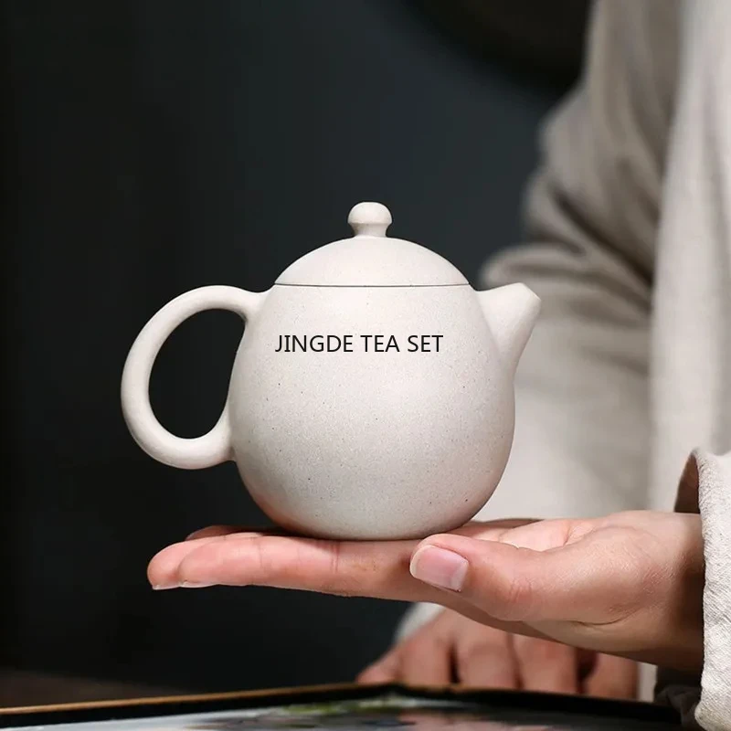 220ml Yixing Yixing Purple Clay Handmade Dragon Egg Teapot Raw Mineral White Section Mud Beauty Teapot Soaking Teapot