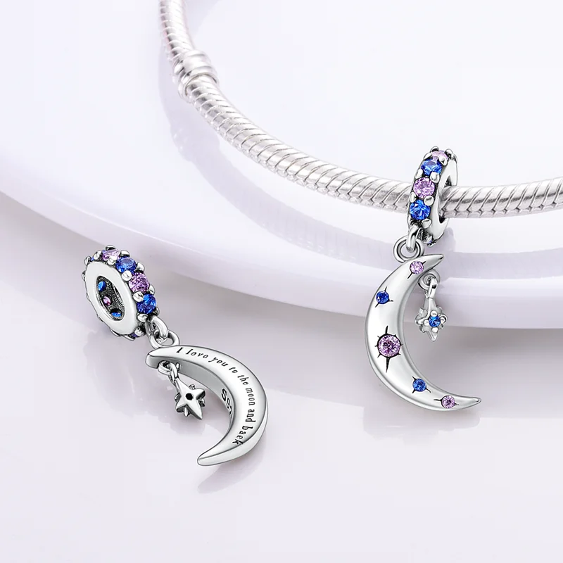 925 Sterling Silver Lucky Four Leaf Unicorn Parrot Coloful Pendants Infinity Love Pink Heart Charms Fit Pandora Original DIY
