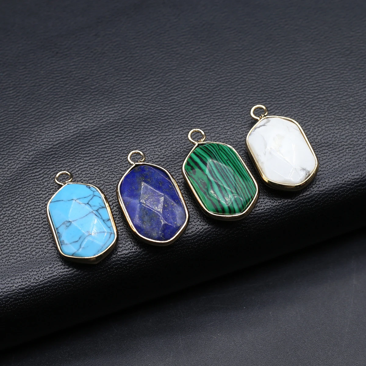 

5pcs/lot Natural Agates Pendant Hexagon Natural Malachite Turquoise Pendant for Making DIY Jewelry Necklace Accessories