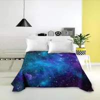 Galaxy Space Print King Queen Flat Sheet 3D Starry Sky Bedding Sheet Universe Soft Polyester Bedding Linen for Boys Teens Adults 1