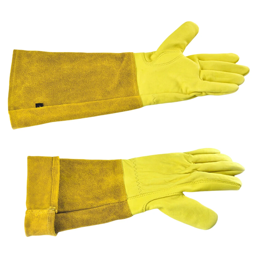 1 Pair Long Thorn Proof Rose Pruning Gloves Breathable Leather Gardening Gloves Labor Protection Long Elbow Gloves for Women Men 5