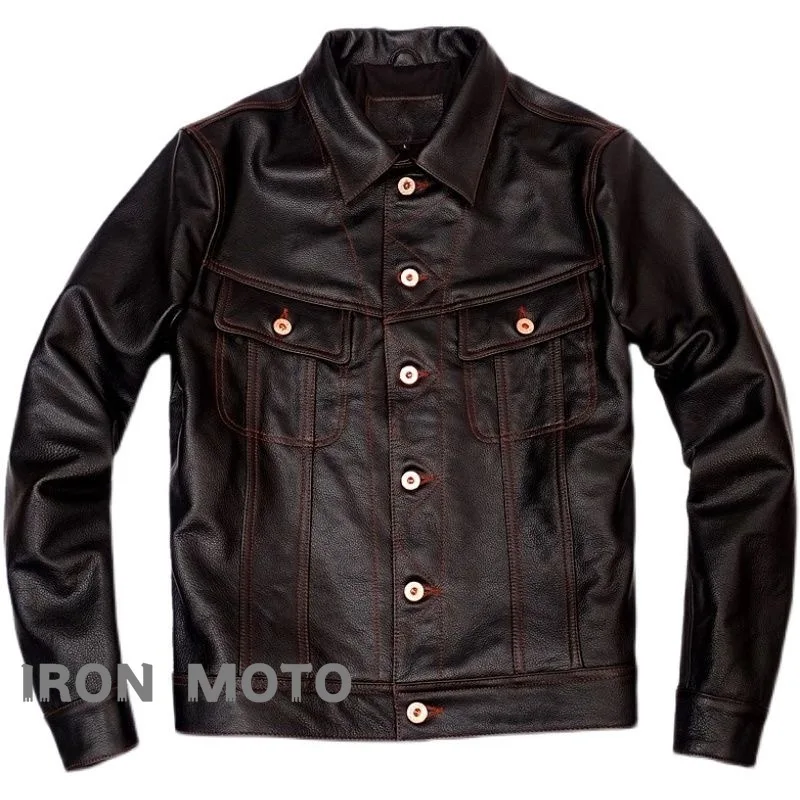 오토바이 자켓 크루저 카페용 표준 아메리칸 핏 가죽 스트리트 자켓 Keepwar..