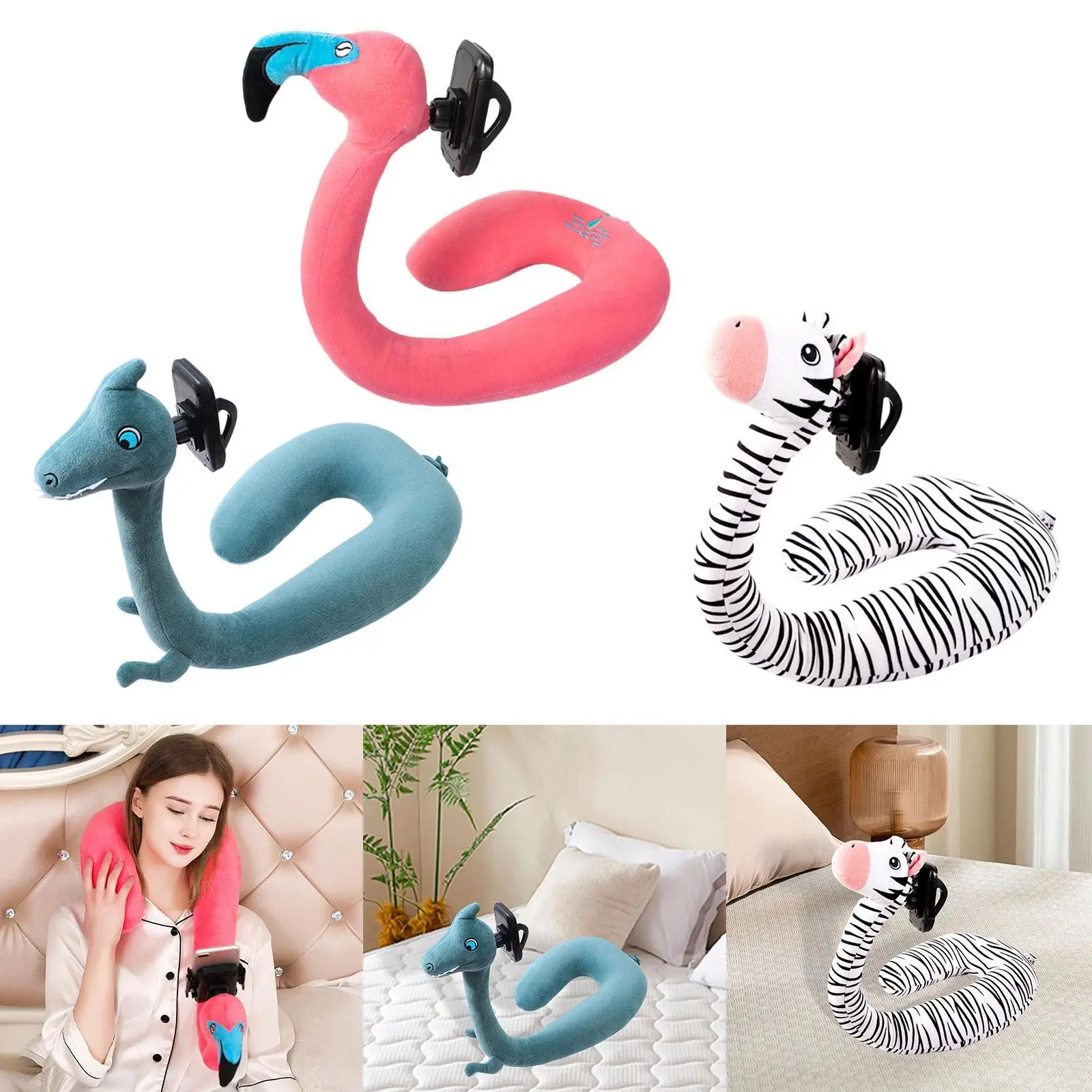 Travel Pillow with Phone Holder Convenient Ergonomic for Car Home Bed Office