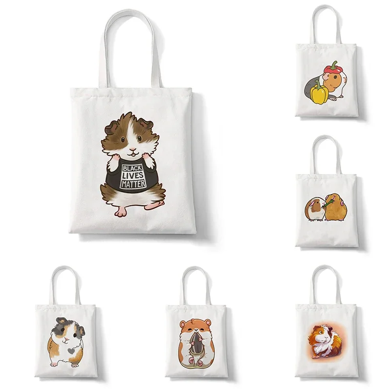 

Cute guinea pig women shopper shopping bag Bolsa handbag tote bag reusable ecobag Cabas