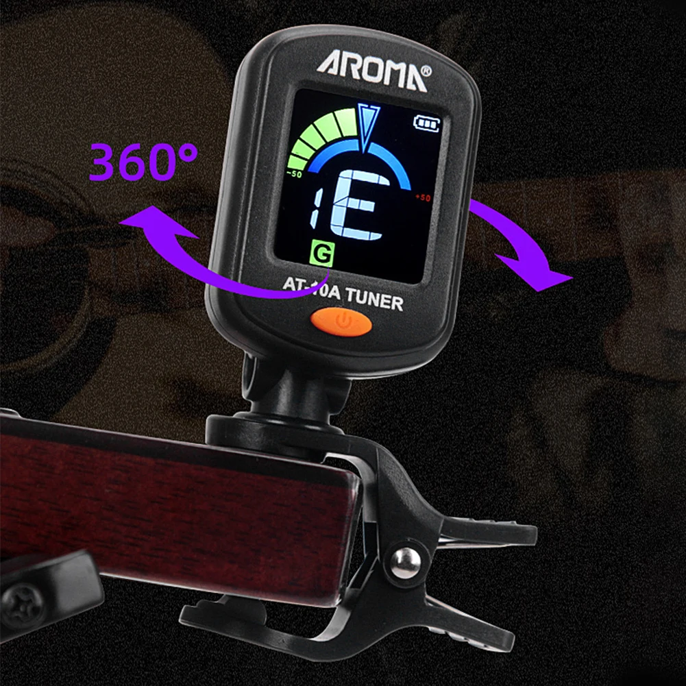 Digital Electronic Tuner Foldable Rotatable Acoustic Guitar Tuner Electric Guitar Tuner for Acoustic Guitar Ukulele Bass Violin