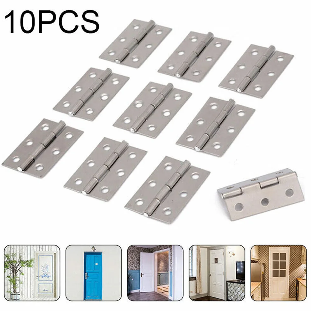 

10Pcs Stainless Steel Door Hinges 2 Inch Cabinet Hinge Connector Door Window Flat Hinges Bookcase Drawer Furniture Hardware