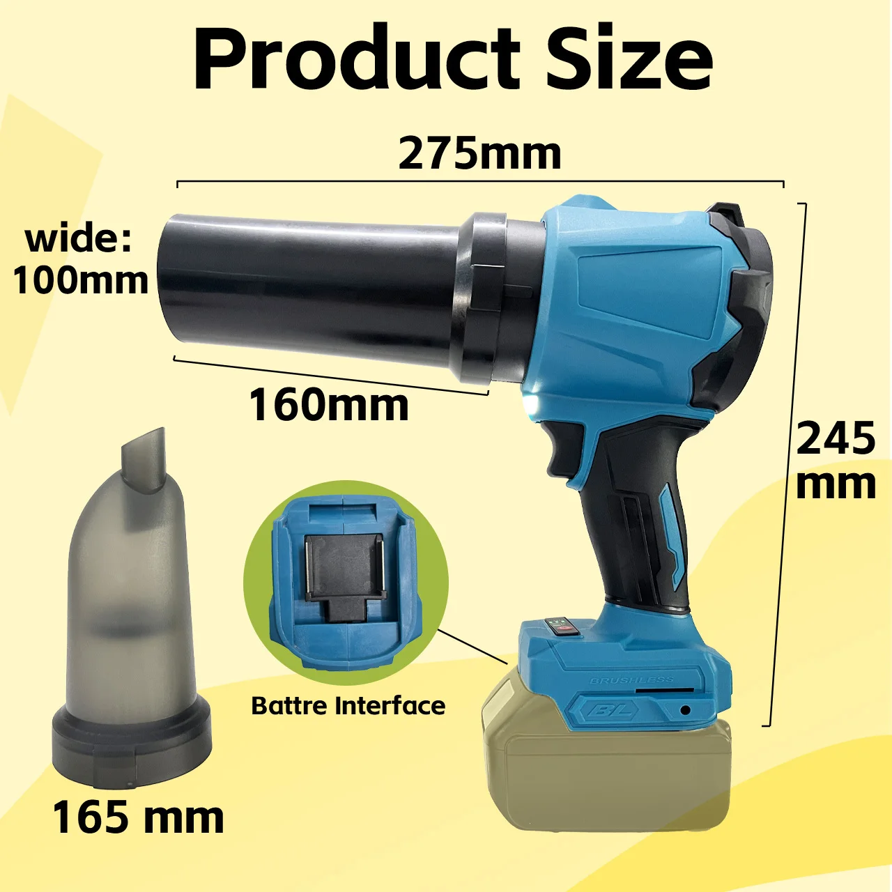 ONEVAN 3500W 브러시리스 전기 에어 블로워 300000RPM 휴대용 무선 송풍기 먼지 제거 도구 (마키타 배터리 호환)