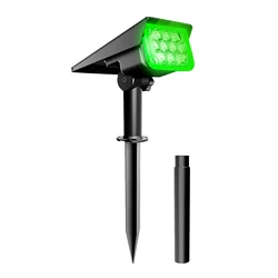 Adjustable Outdoor Solar Spotlight, IP65 Waterproof Green Garden Light (Green)